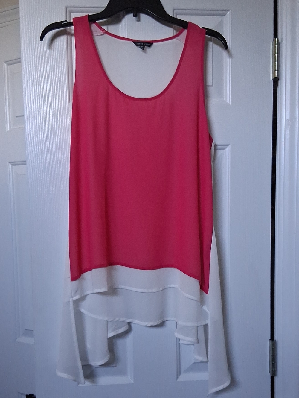 Naked Zebra Hot Pink and White Layered Hi-Low Tank